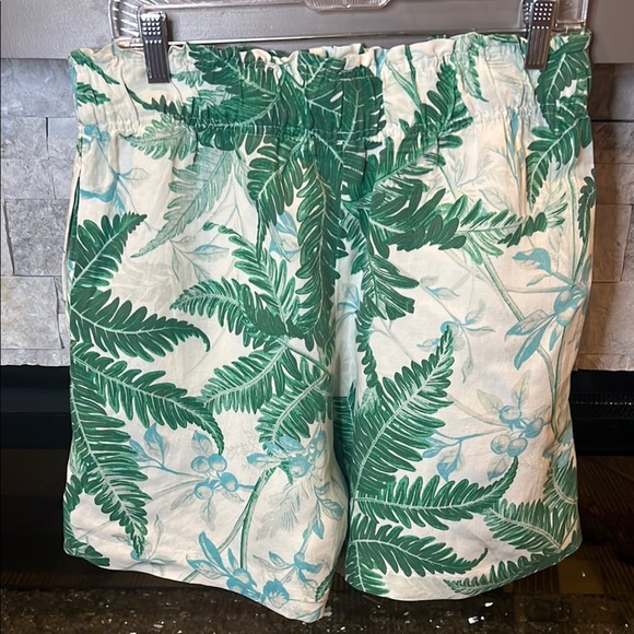 H&M Teal and Beige Linen Blend Shorts size Medium - Picture 7 of 9